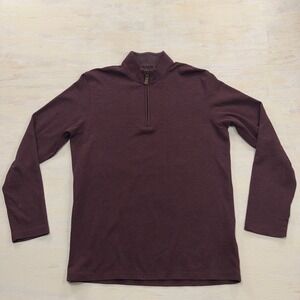 Mizzen+Main Pullover Quarter Zip Medium Cotton Modal Heathered Burgundy Mens